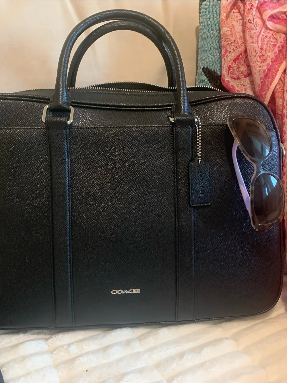 Coach Black Leather Briefcase with Top Handles